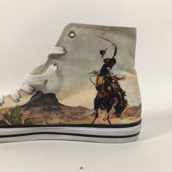 Rodeo Cowboy Scenic Canvas High Top Lace-Up Shoes M/W US 9/10 UK 8/8 EU 42/41 - Picture 8 of 16